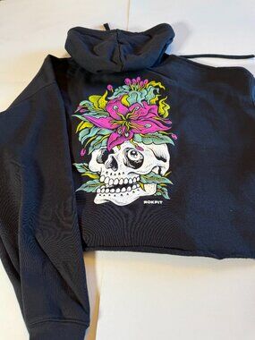 Rokfit Black Cropped Long Sleeved Hoodie Womens XL